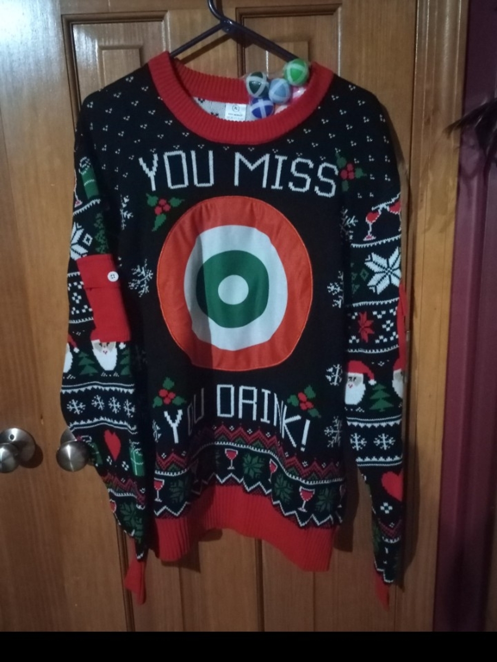 Festive Target Graphic Holiday Sweater - Black & Red